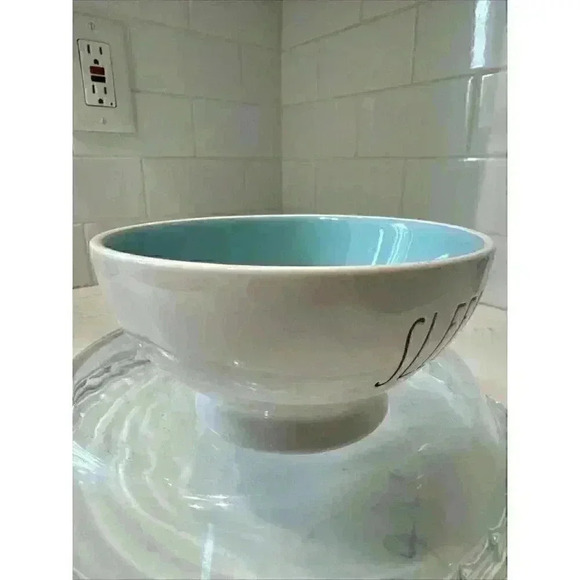 Rae Dunn 'Sleepy' Bowl White With Black Lettering And Light Blue Inside. - Picture 6 of 10